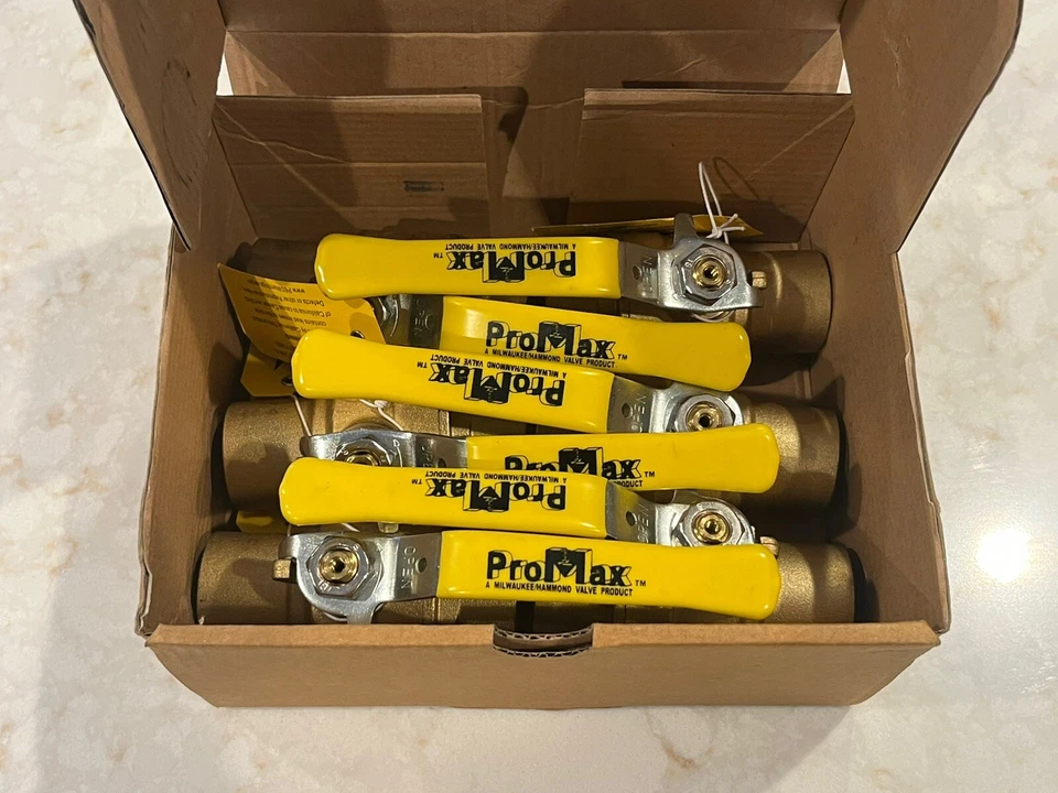(BOX OF 6) 1" CxC (Solder), Full-Port, Brass Ball Valves, 600 WOG; 150 WSP - Image 1 of 4