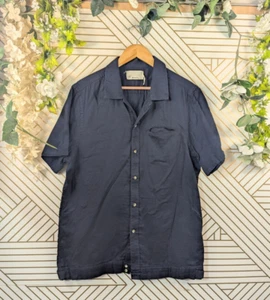 TROVATA Camicia Uomo GAUDI Casual Bottoni Manica Corta Blu Navy Taglia XL - Foto 1 di 7