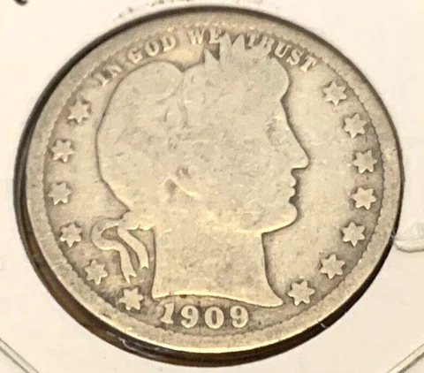 1909 P 0.9 Silver Barber Quarter Good: 9.3 Million Minted Cover