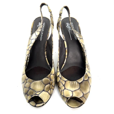 Donald J Pliner Mujer Zapato Papina Talla 10M Cordones Estampado Animal Piedra Elegante Foto 1 de 4