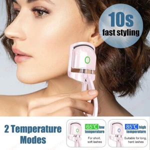 Electric Heated Eyelash Curler USB Rechargeable Makeup Curling Tool Long-Lasting - Picture 1 of 15
