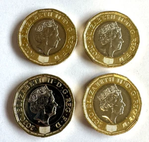 4x Royal Mint Striking Error £1 One Pound Circulated Coins 2020 Double Struck - Picture 1 of 15