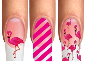 Wrap Nail Tattoo Fullcover Flamingo Style Pink Sommer Karibik Exotic XS-XL #50 - Picture 1 of 1