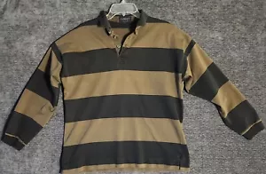 GANT Rugger Shirt Size L Black & Brown Long Sleeve Polo Lightweight Rugby Cotton - Picture 1 of 5