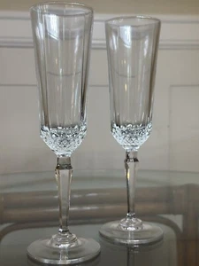 ST GEORGE SET OF 2 CRYSTAL AMERICAN HERITAGE FLUTED CHAMPAGNE FLUTES 8 3/8" - Picture 1 of 15
