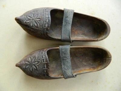 Très ancien pair de sabot enfant, 19ème - Photo 1/3