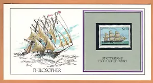 ST.KITTS Stamp 1980 on Card " Philosopher " Painting Basil Smith - Picture 1 of 2