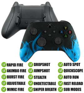 Blue Flames Modded Reflex Buttons Rapid Fire Mod Controller for Xbox Series X S - Picture 1 of 8
