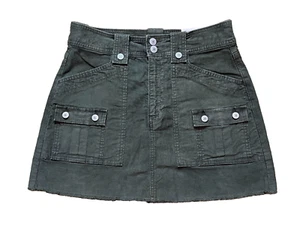 NWT American Eagle Super Hi Rise A-Line Cargo Cutoff Green Corduroy Skirt 6, 28 - Picture 1 of 5