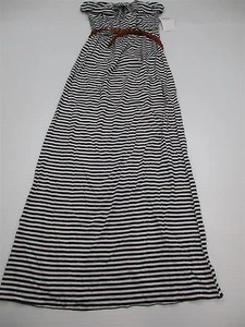 TRIXXI Women's Size S Strapless Ruffled Flouncy Blue White Maxi Dress NEW - Picture 1 of 8