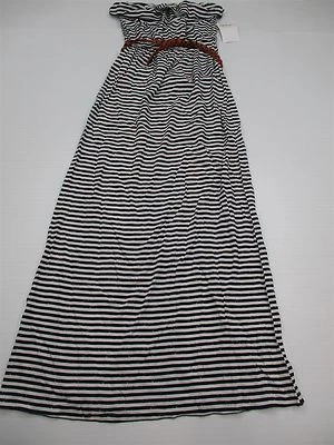 TRIXXI Women's Size S Strapless Ruffled Flouncy Blue White Maxi Dress NEW - Image 1 of 4