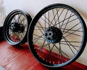 2012 Harley Sportster  1200xl 883xl Wheel Set Black Black w White Wall Tires - Picture 1 of 3