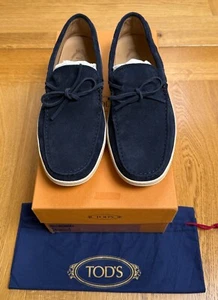 TODS Marlin Hyannisport Mens Boat Shoes in blue suede with white sole UK 7.5 - Picture 1 of 17