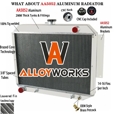 3 Row Aluminum Radiator For 66-1970 Chrysler Dodge Monaco Plymouth Fury 7.2L V8 - Image 1 of 4