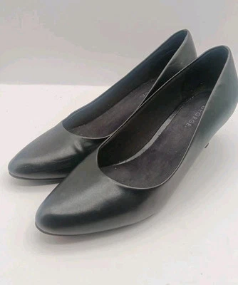 Zapato Wns Talla 8.5 George Negro Corte Bajo Gatito Tacón Slipon Imitación Cuero Punta Foto 1 de 4