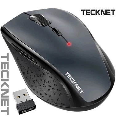 TECKNET Wireless USB Mouse, Full Size Laptop Wireless Mouse Grey Ewm01002 - Image 1 of 3