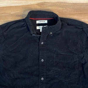 Goodthreads Black Corduroy Shirt Mens Large Button Down Long Sleeve Cotton - Picture 1 of 7