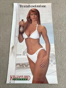 Killian’s Red “Try A Tall Red One” 37.5”x19.5” Poster Sexy Red Head White Bikini - Picture 1 of 8