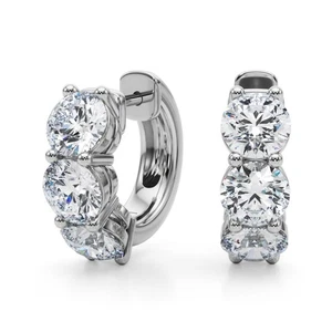 2.00Ct DE/VS Round Lab Grown Diamond Earrings Claw Set Hoop in Platinum– UK Made - Picture 1 of 32