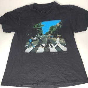 The Beatles Abbey Road Album Cover Band Mens Large Black T-Shirt double sided - Picture 1 of 6