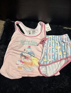 Hello Kitty And Friends Pajamas Sleepwear 2pc Set Cute Pink Women’s Medium BNWT - Picture 1 of 6