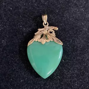 14K Yellow Gold Jade Heart Shaped Pendant - Picture 1 of 7