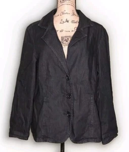 Avenue - Indigo Blue Denim Lite 3-Button Blazer - Women's Size 14/16 - Picture 1 of 3