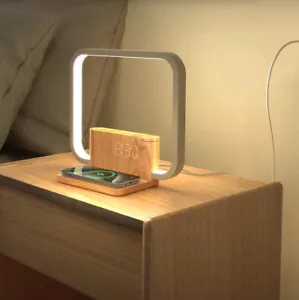 LED Nachttischlampe Dimmbar mit 10W Kabelloser Ladefunktion Wake up Licht - Bild 1 von 17
