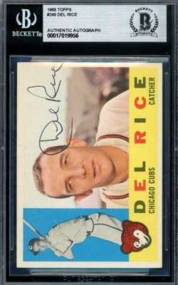 Del Rice Beckett BAS Signed 1960 Topps Autograph - Image 1 of 2