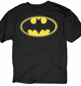 Batman Oval Puff Logo Adult T-Shirt - DC Comics Superhero Movie - Picture 1 of 1