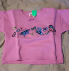 Kids 4T Sweatshirt Pink with Butterflies Fabric fiber Print 202486 - Picture 1 of 2