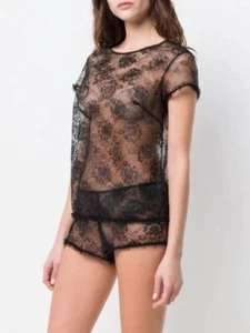 Myla Black Lace Sunbury Street Collection T-shirt Size M Myla Lingerie Top - Picture 1 of 10