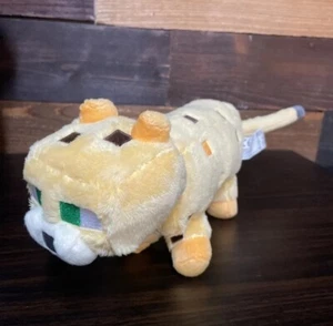 Peluche Minecraft Amarillo Marrón Ocelote Peluche Jinx Ojos Verdes 17"" con Cola - Imagen 1 de 7