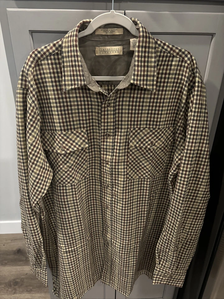 Franela para exteriores Claybrooke para hombre talla XL alta marrón a cuadros abotonada para hombre Foto 1 de 4