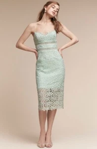 Anthropologie BHLDN Alessa Lace Midi Below-Knee Dress Size 16 Mint Green - Picture 1 of 5