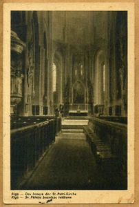 Latvia 1940's Riga St. Peter's Church Interior Postcard Used in 1948 - Picture 1 of 2