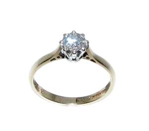 Mujer / 9ct Oro Amarillo una Piedra Anillo de Compromiso Diamante Talla K 1/2 - Imagen 1 de 9