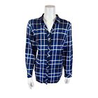 Susan Graver Weekend Petite Printed Stretch Woven Button-Up Shirt Blue PM Size