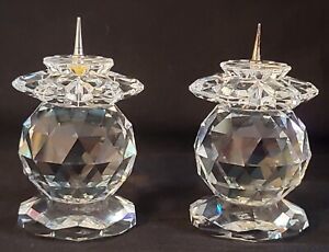 2 Swarovski Crystal Candle Holders Prism Sparkly Austria Modern