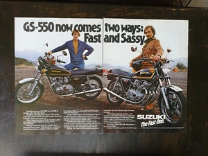 Vintage 1978 Suzuki GS-550 Motorcycle 2 Page Original Color Ad - Picture 1 of 1