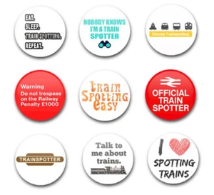 INSIGNIAS DE BOTÓN 1" 25mm x9 TRAIN SPOTTER - Imagen 1 de 1