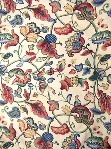 Vintage Waverly Deerfield Fabric Parchment Jacobean Cotton Print 55" x 4 yds - Picture 1 of 5
