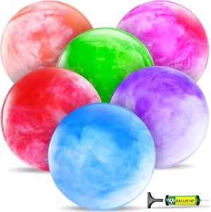 6PCS Playground Balls, Inflatable Sensory Balls Marbleized Bouncy Balls with Pum - Picture 1 of 5