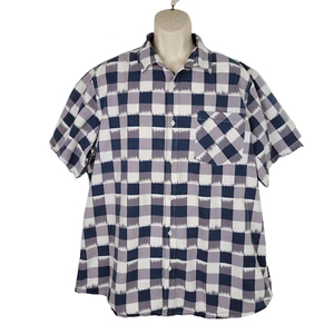 Northwest Territory Shirt Button Up Mens XLT Blue Plaid Short Sleeve Cotton - Picture 1 of 11