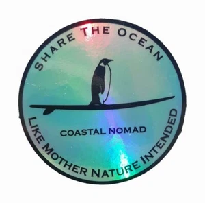 Holographic CoastalNomad Share ocean paddle board sticker Decal surf Sup penguin - Picture 1 of 1
