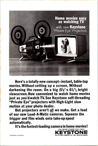 Pubblicità Stampa Vintage Proiettori Keystone Private Eye 1964 - Ephemera Pagina Completa B&W - Foto 1 di 1