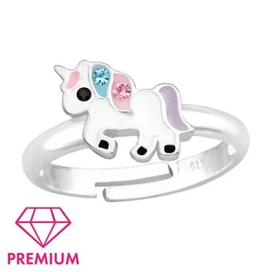 Einhorn Kinder Premium Ring 925 Silber - Größe 4 für Schmuck Geschenk - Picture 1 of 5