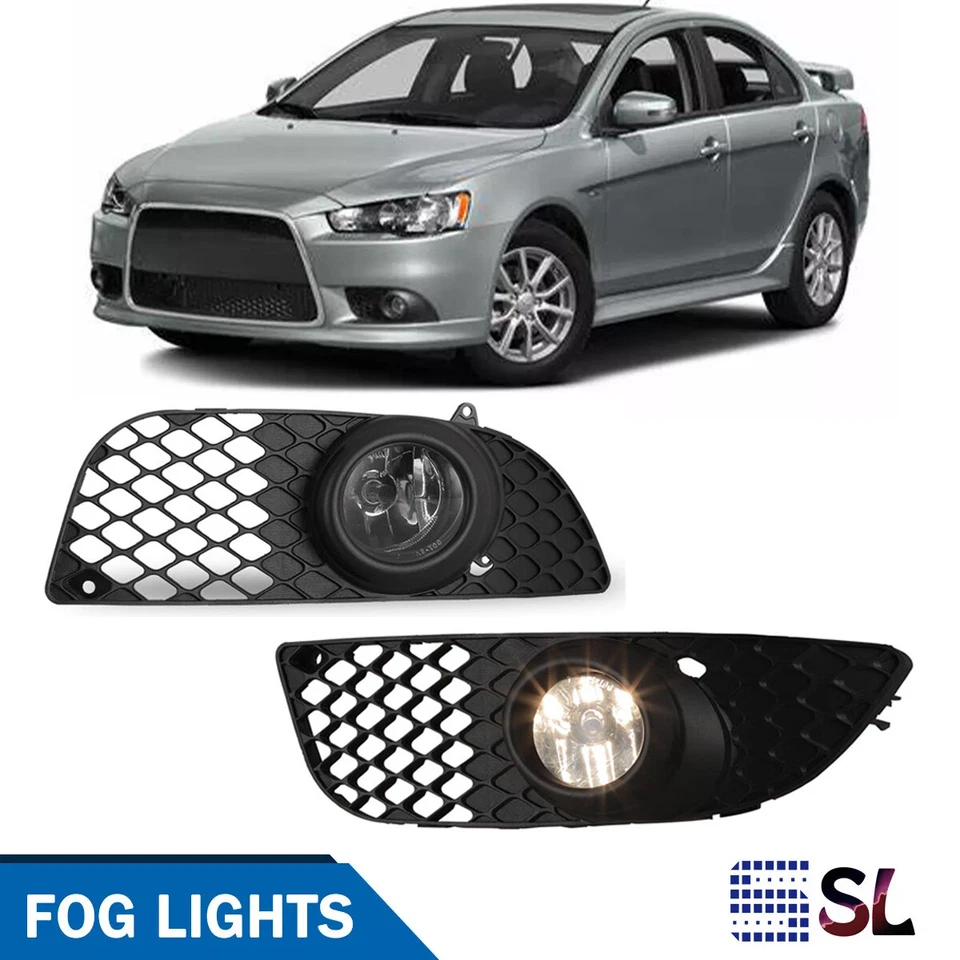 Pair For 2007-2014 Mitsubishi Lancer Fog Lights Driving Bumper Lamp Left+Right - Изображение 1 из 4