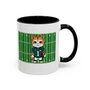 Football Cat Mug - Colorful 11oz, Perfect for Cat Lovers, Game Day Coffee, - Picture 1 of 9
