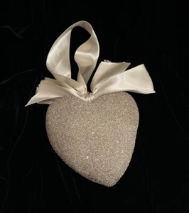 Large Gold Glitter Heart Christmas Ornament 5” - Picture 1 of 4
